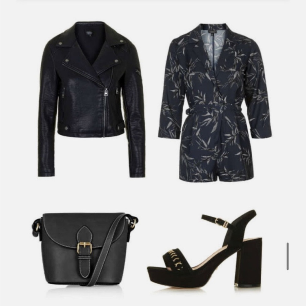 TOPSHOP Bamboo Alexa Three Quarter Sleeve Playsuit
